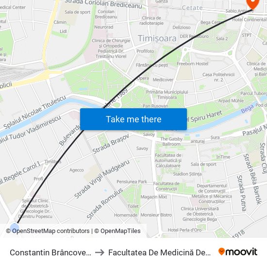 Constantin Brâncoveanu to Facultatea De Medicină Dentară map