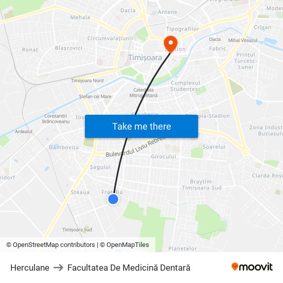 Herculane to Facultatea De Medicină Dentară map