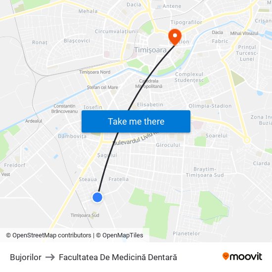 Bujorilor to Facultatea De Medicină Dentară map