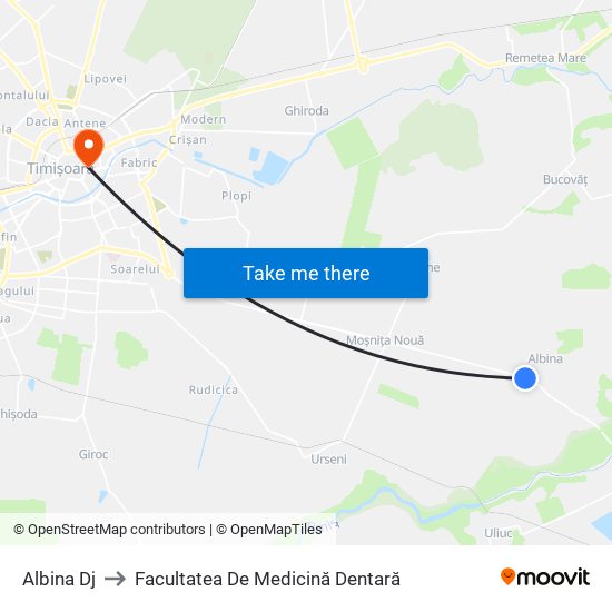 Albina Dj to Facultatea De Medicină Dentară map