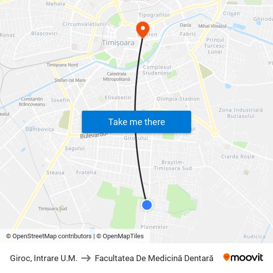 Giroc, Intrare U.M. to Facultatea De Medicină Dentară map