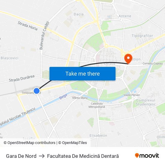 Gara De Nord to Facultatea De Medicină Dentară map