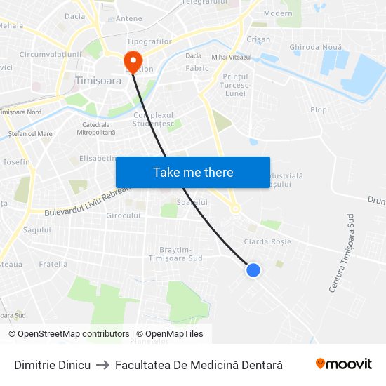 Dimitrie Dinicu to Facultatea De Medicină Dentară map