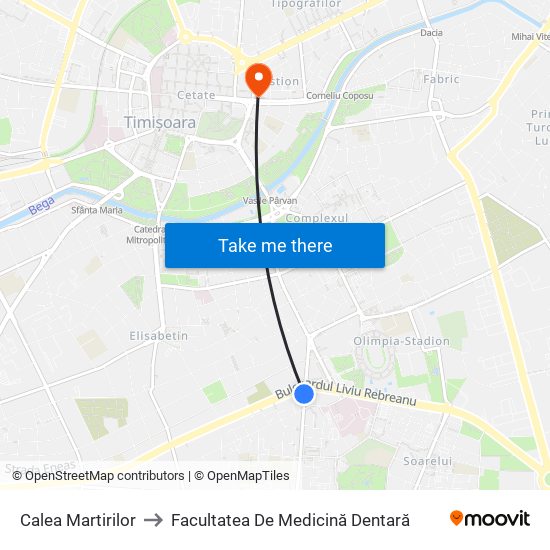 Calea Martirilor to Facultatea De Medicină Dentară map