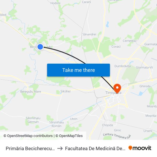 Primăria Becicherecu Mic to Facultatea De Medicină Dentară map