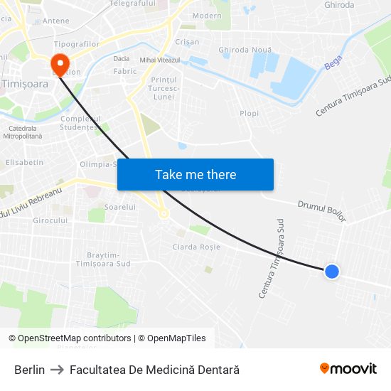 Berlin to Facultatea De Medicină Dentară map