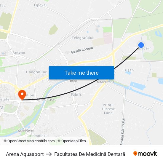 Arena Aquasport to Facultatea De Medicină Dentară map