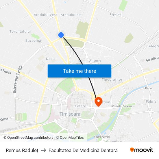 Remus Răduleț to Facultatea De Medicină Dentară map