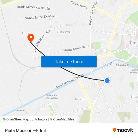 Piața Mocioni to Iml map