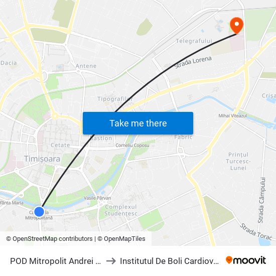 POD Mitropolit Andrei Șaguna to Institutul De Boli Cardiovasculare map