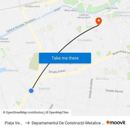 Piața Veteranilor to Departamentul De Construcții Metalice Și Mecanica Construcțiilor map