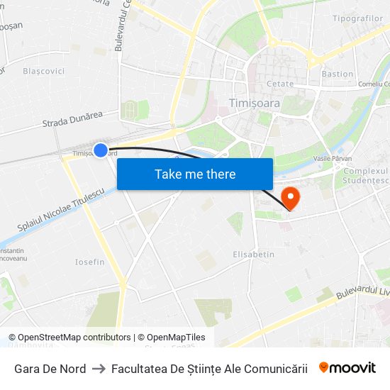 Gara De Nord to Facultatea De Științe Ale Comunicării map