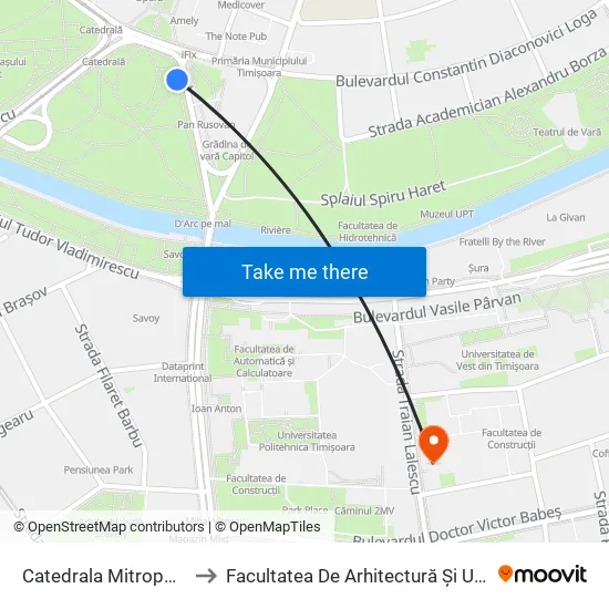 Catedrala Mitropolitană to Facultatea De Arhitectură Și Urbanism map