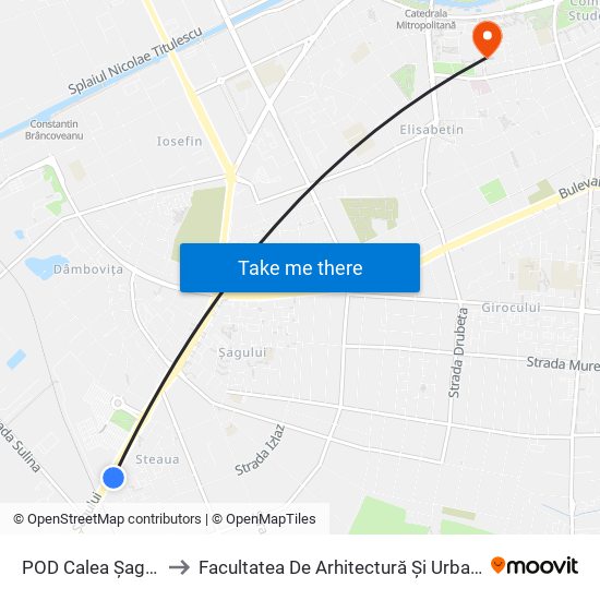 POD Calea Șagului to Facultatea De Arhitectură Și Urbanism map