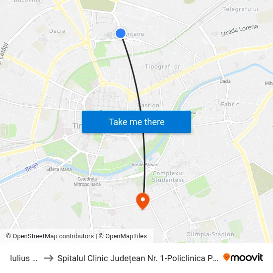 Iulius Mall to Spitalul Clinic Județean Nr. 1-Policlinica Pentru Sportivi map