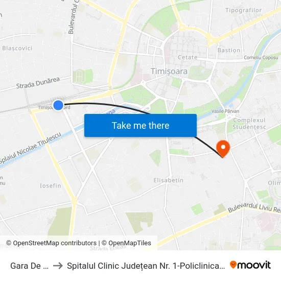 Gara De Nord to Spitalul Clinic Județean Nr. 1-Policlinica Pentru Sportivi map
