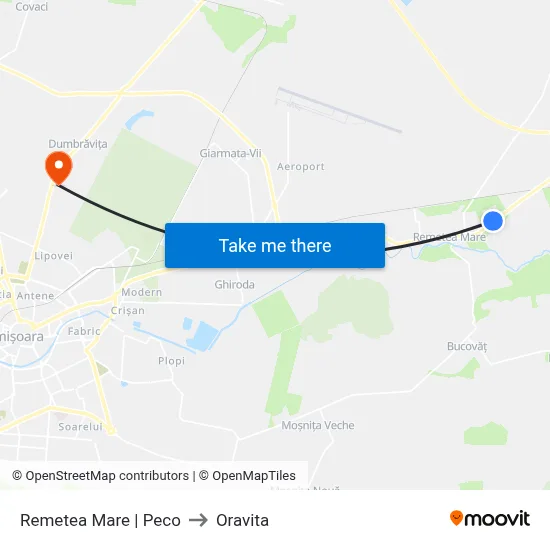 Remetea Mare | Peco to Oravita map