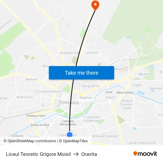 Liceul Teoretic Grigore Moisil to Oravita map