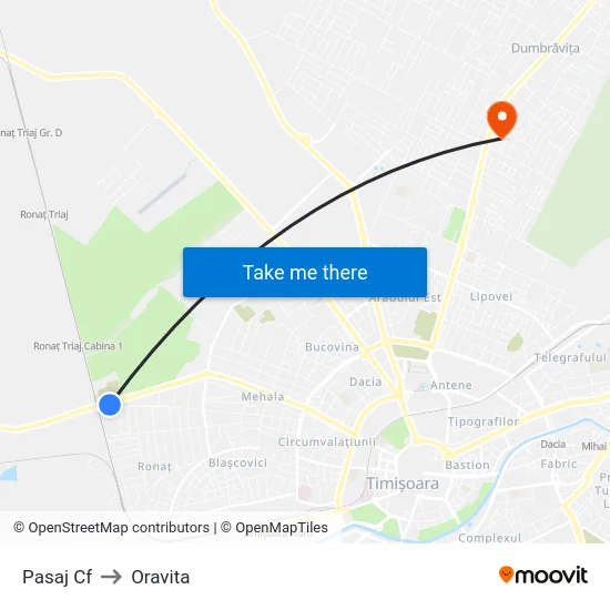 Pasaj Ovidiu Balea to Oravita map