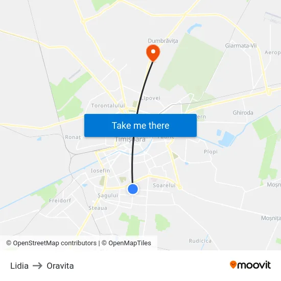 Mareșal Averescu to Oravita map