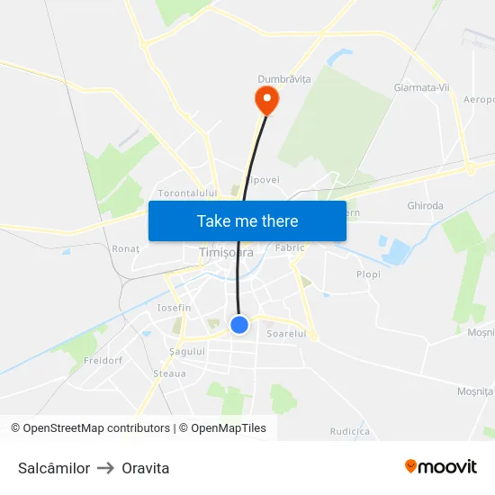 Salcâmilor to Oravita map