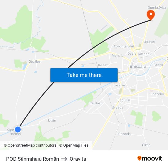 POD Sânmihaiu Român to Oravita map