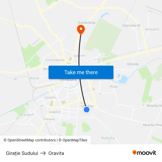 Girație Sudului to Oravita map