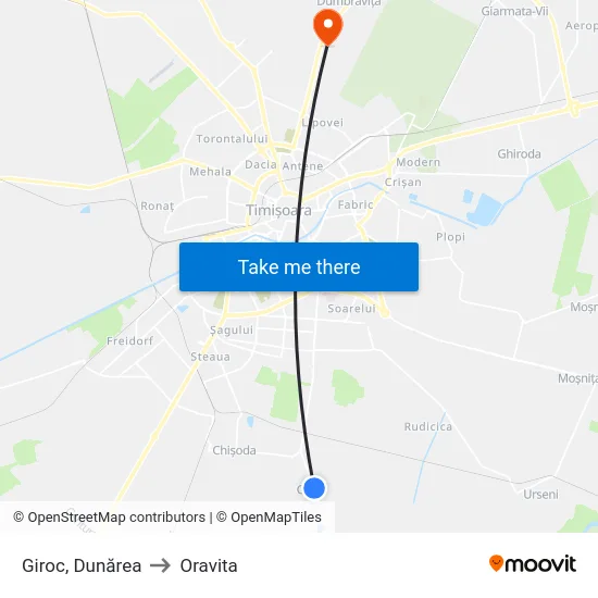 Giroc, Dunărea to Oravita map