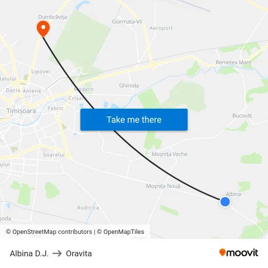 Albina | Dj592 to Oravita map
