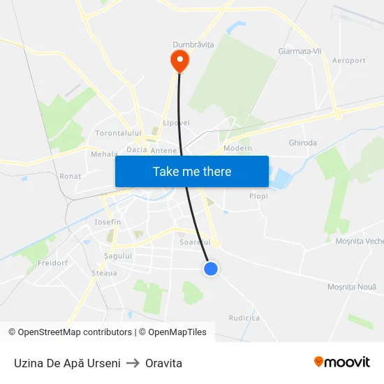 Uzina De Apă Urseni to Oravita map