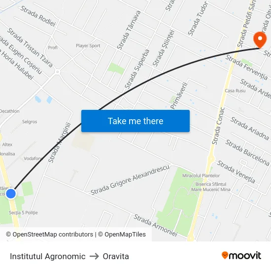 Universitatea De Științele Vieții to Oravita map