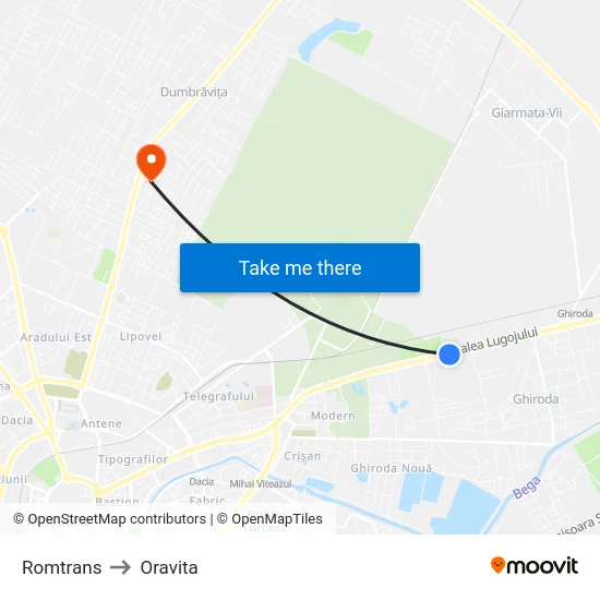 Ghiroda | Romtrans to Oravita map