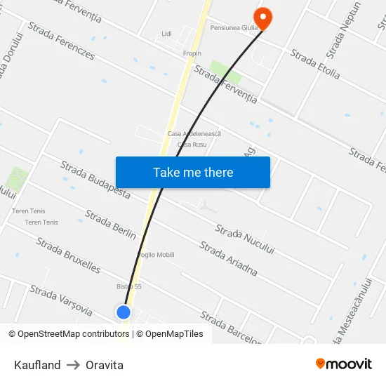 Kaufland to Oravita map
