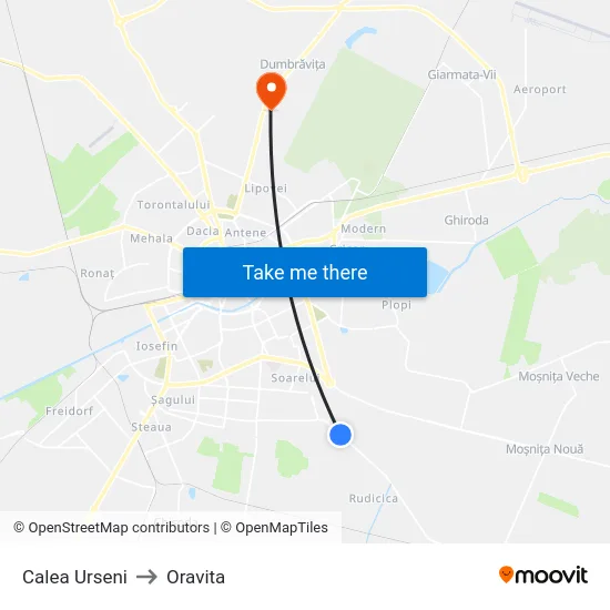 Calea Urseni to Oravita map