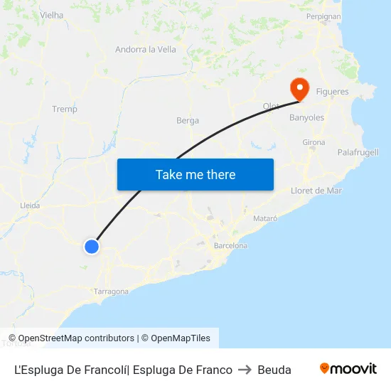 L'Espluga De Francolí| Espluga De Franco to Beuda map