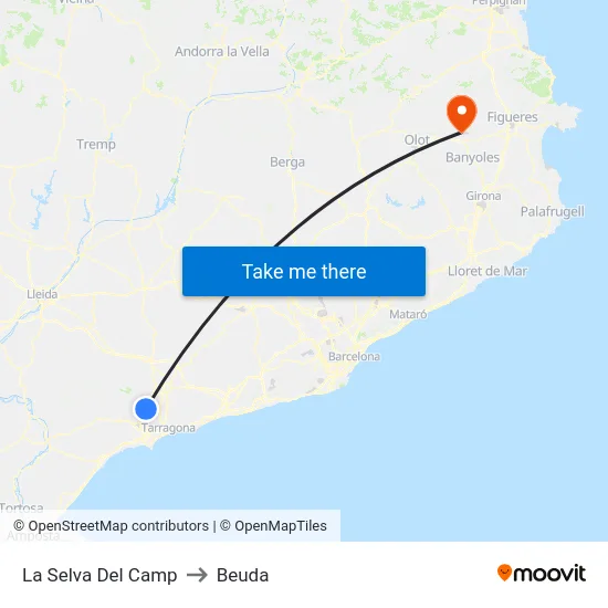 La Selva Del Camp to Beuda map