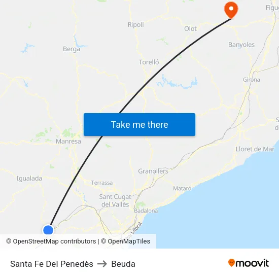 Santa Fe Del Penedès to Beuda map