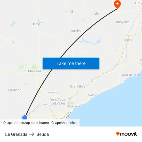 La Granada to Beuda map
