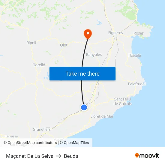 Maçanet De La Selva to Beuda map