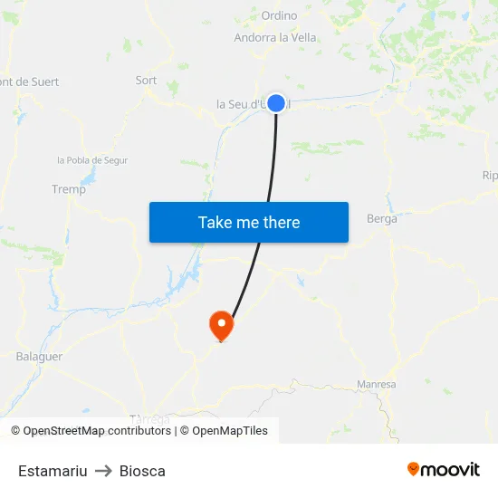 Estamariu to Biosca map