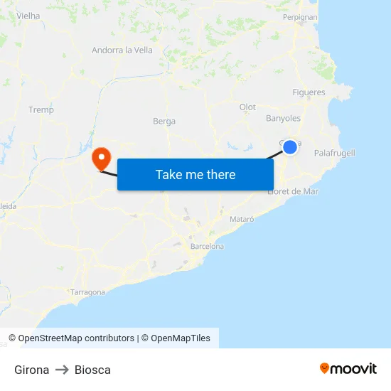 Girona to Biosca map