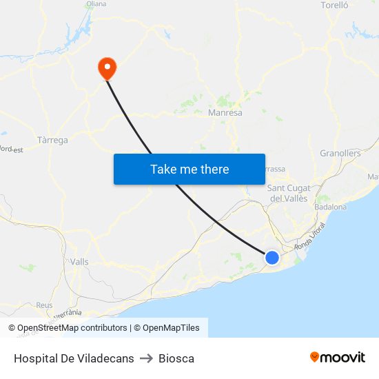 Hospital De Viladecans to Biosca map