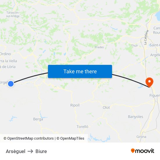 Arsèguel to Biure map