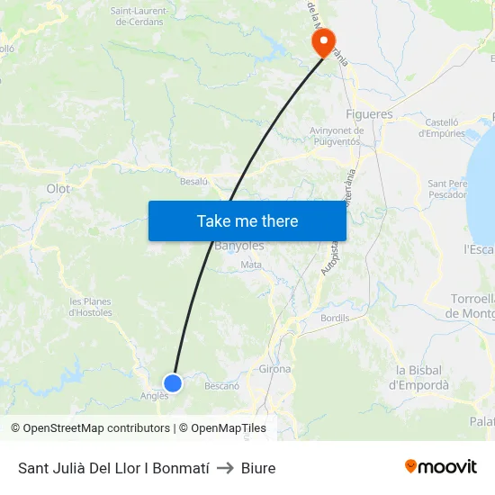 Sant Julià Del Llor I Bonmatí to Biure map