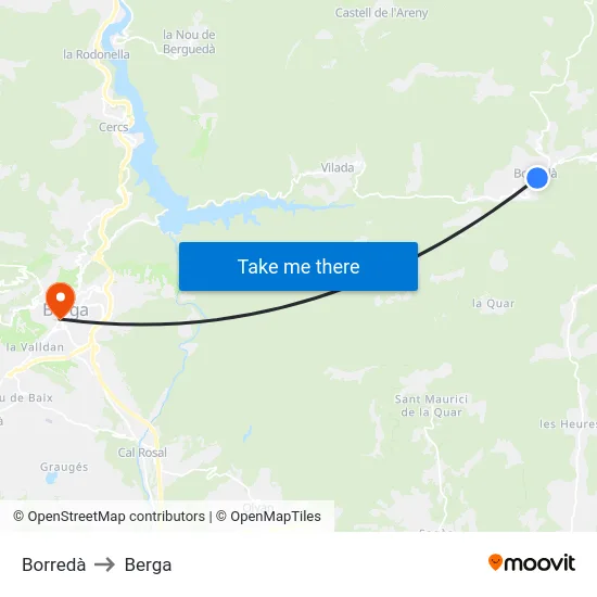 Borredà to Berga map