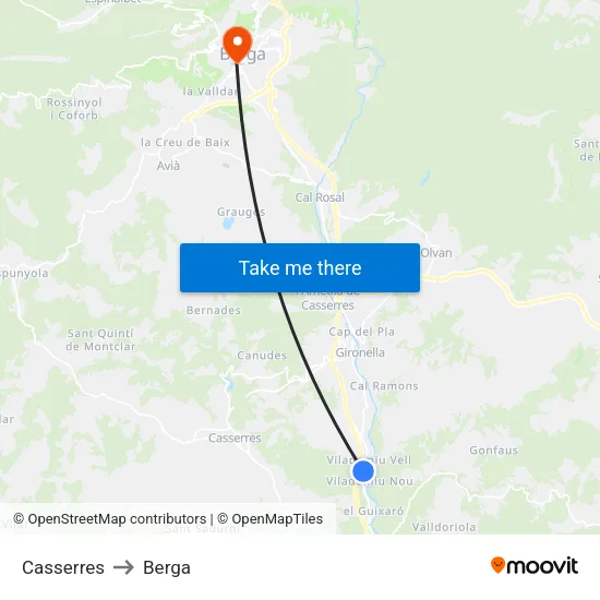 Casserres to Berga map