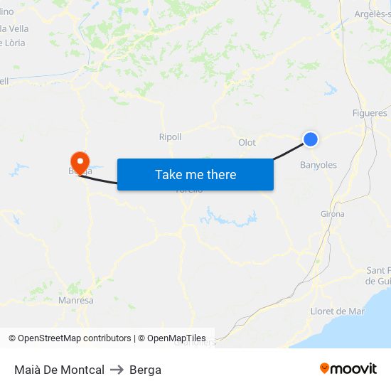 Maià De Montcal to Berga map