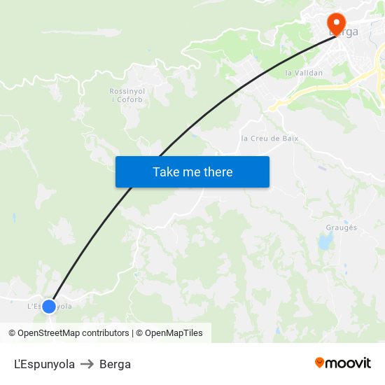 L'Espunyola to Berga map