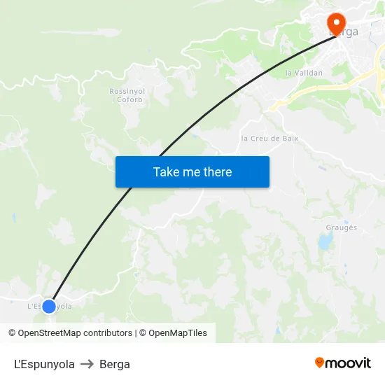 L'Espunyola to Berga map