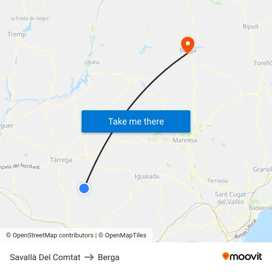 Savallà Del Comtat to Berga map